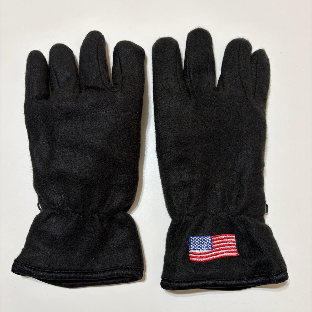 Good Old Times Unisex Winter Fleece Gloves Sz Large* American Flag Patch Outdoor